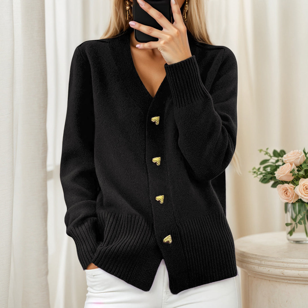 Knit jacket for women with heart-shaped buttons and a relaxed fit Lune London