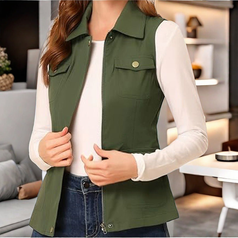 Women quilted gilet outdoor style with practical pockets Lune London