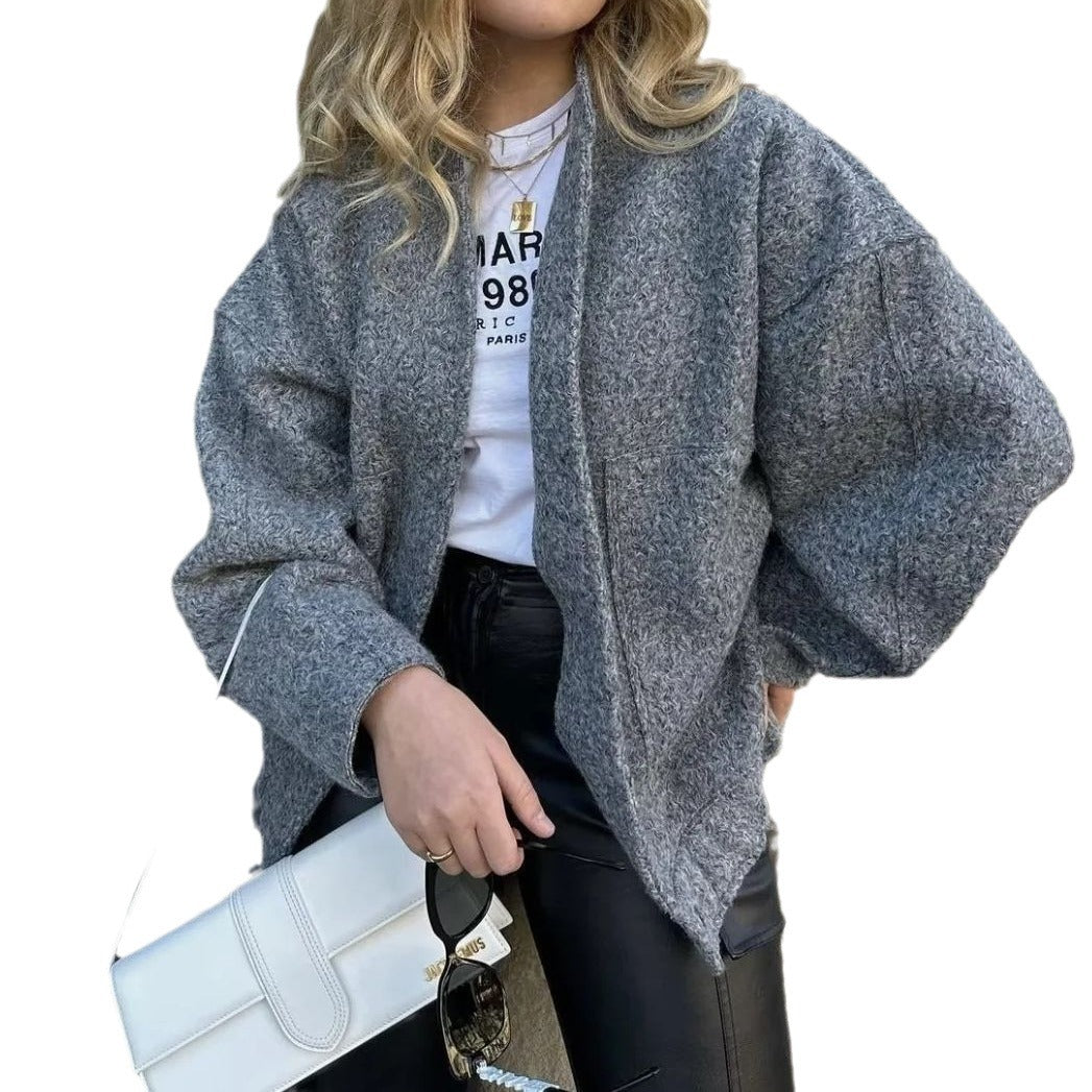 Casual transition jacket for women with high collar and large pockets Lune London