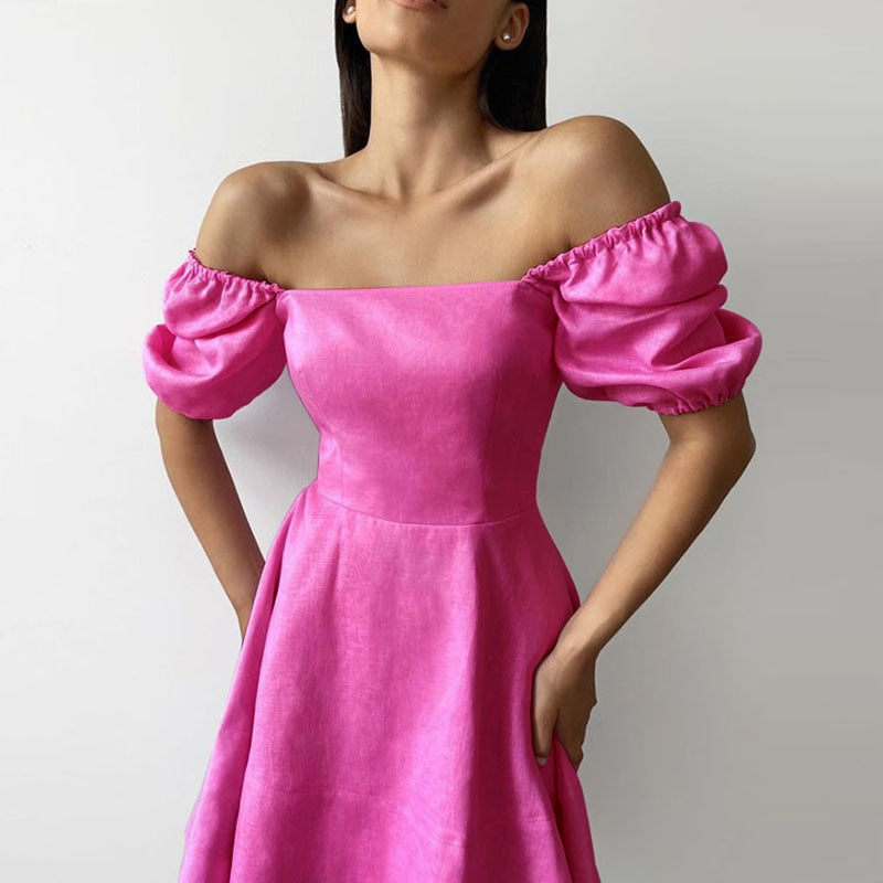 Women's Playful Dress with Generous Puff Sleeves and Swinging Hem Lune London