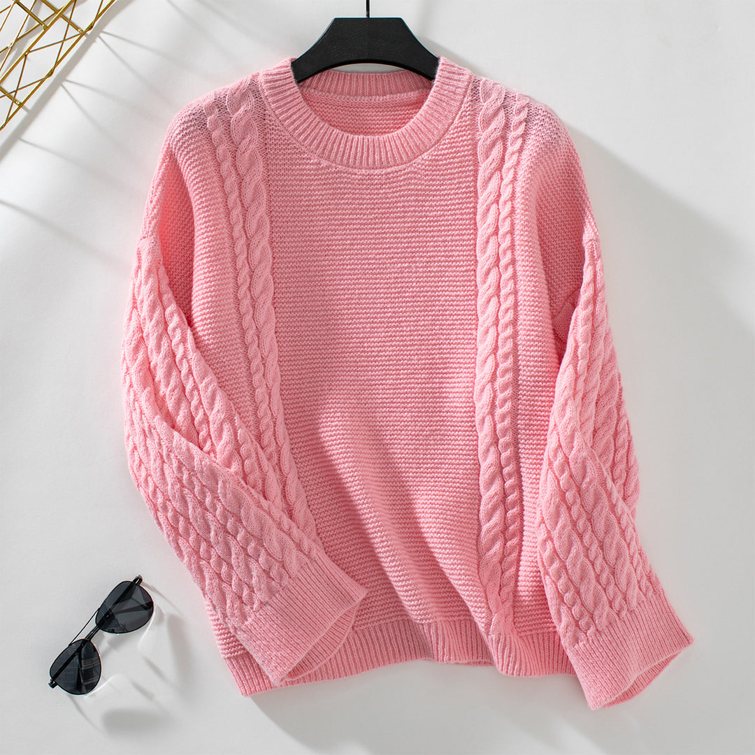 Knit sweater for women with raised cable pattern Lune London