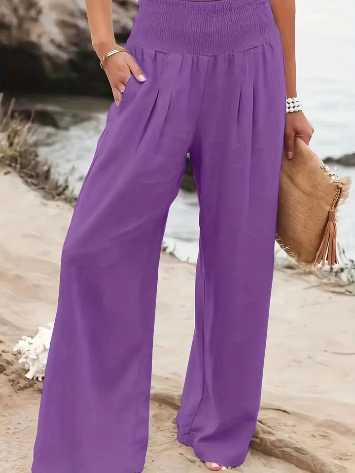 Loose summer pants for women with elastic waist and elegant draping Lune London