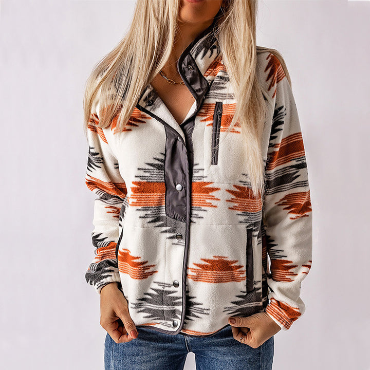 Ladies casual and stylish fleece jacket with tribal design Lune London