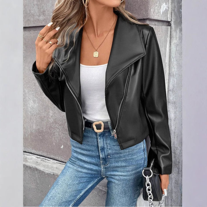 Lune London Women's Biker Jacket with Asymmetrical Zipper