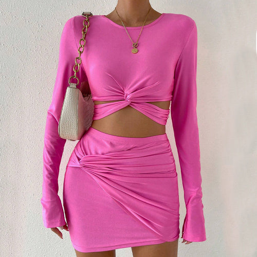 Women Crop Top and Mini Skirt Set with Ruffles Chic & Style