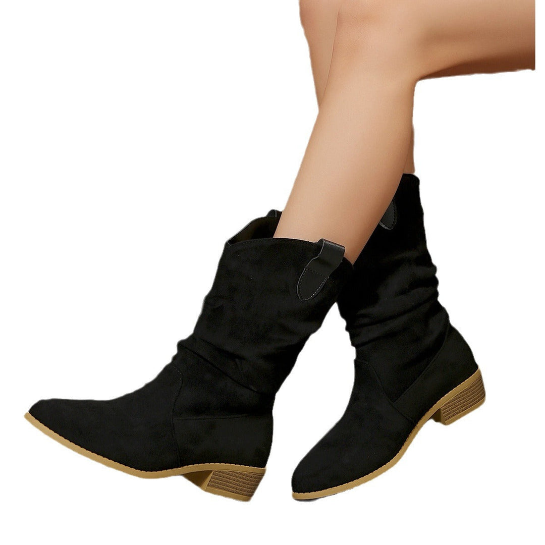 Women's Boots In A Casual Suede Look with Elastic Shaft and Comfortable Block Heel Lune London