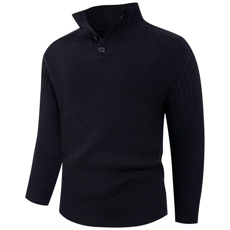 Knit sweater for men with high collar and button details Lune London
