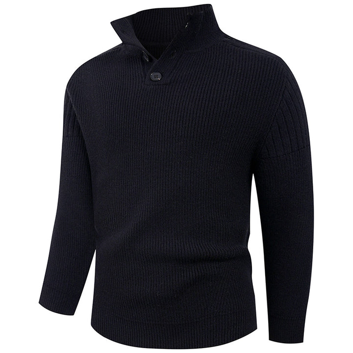 Knit sweater for men with high collar and button details Lune London