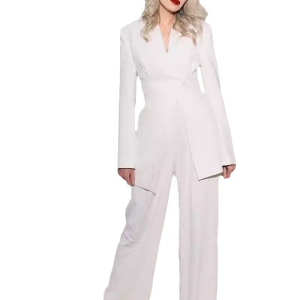 Elegant blazer jacket for ladies in textured satin Lune London