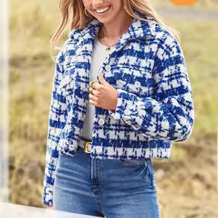 Ladies Cropped Checkered Jacket Lune London