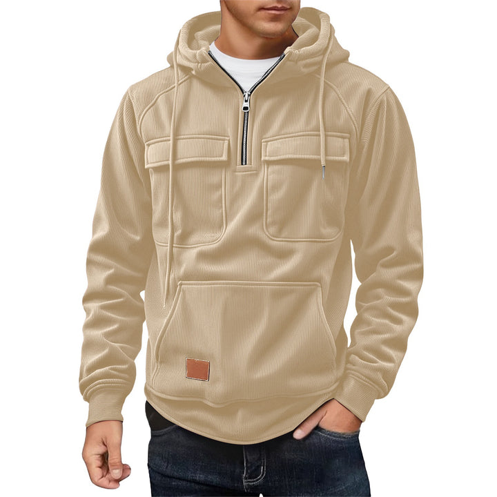 Fleece pullover for men with zip collar and practical pockets Lune London