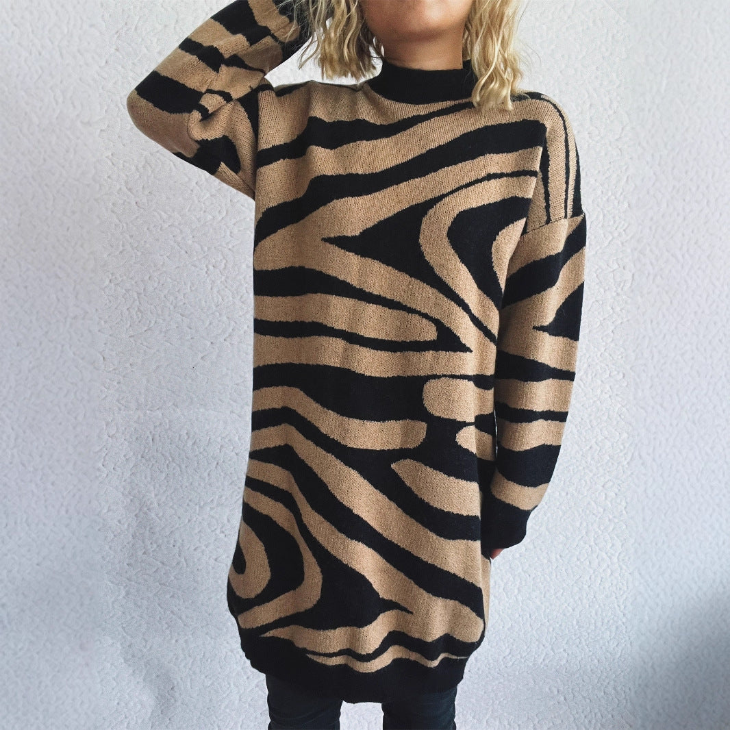 Pull en tricot grande taille pour dames avec motif zèbre moderne Chic & Stil
