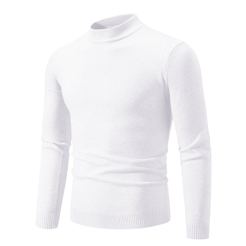 Men's Fine Knit Pullover with High Collar and Elastic Cuffs Lune London