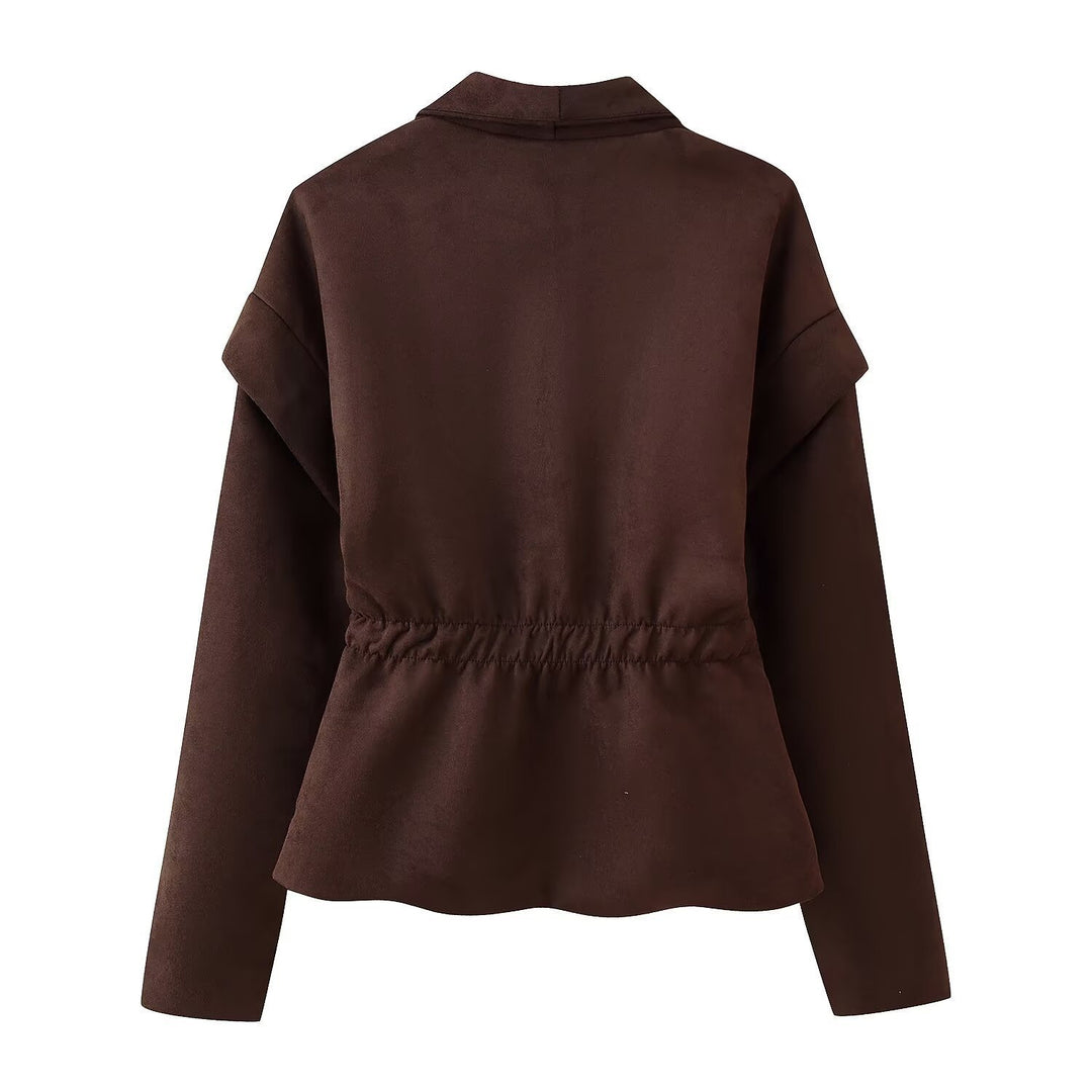 Elegant blazer jacket for women with generous pockets and asymmetrical cut Lune London