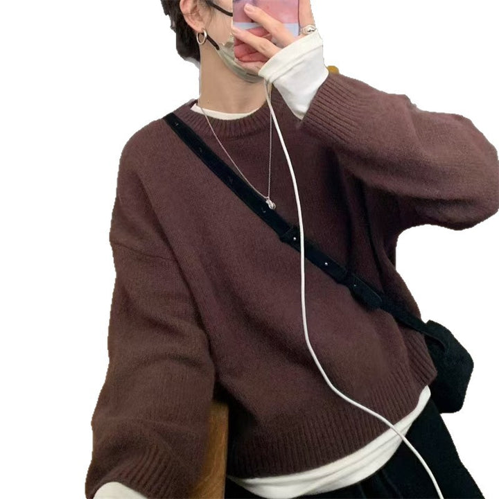 Pull surdimensionné et confortable pour femmes avec encolure ronde et texture de tricot familière Chic & Stil