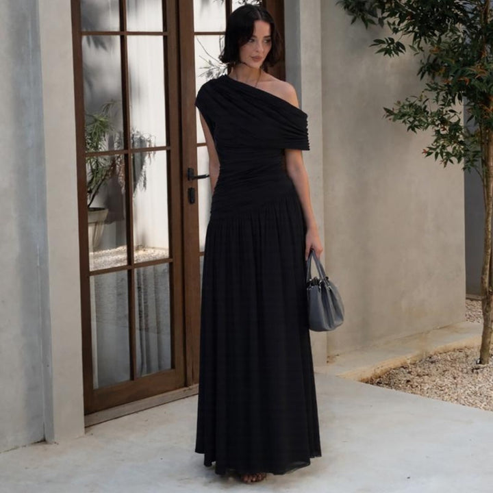 Women Off-Shoulder Maxi Dress with Draping Details Lune London