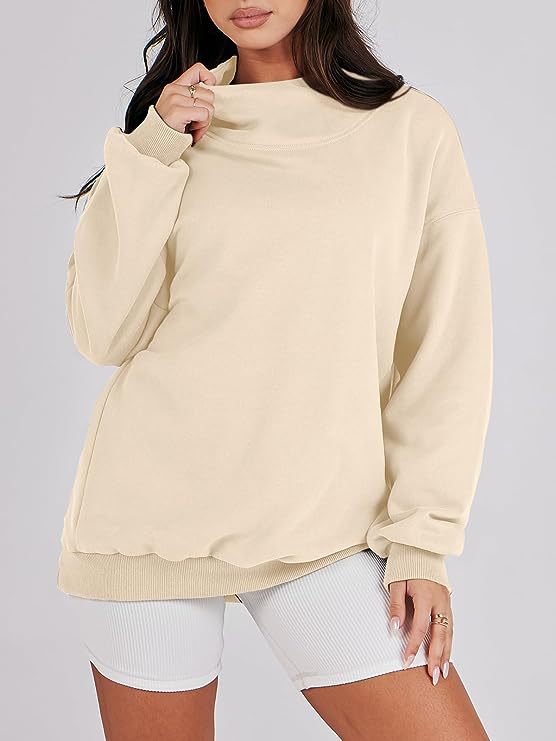 Oversized sweatshirt for women with a high collar and ribbed hem Lune London