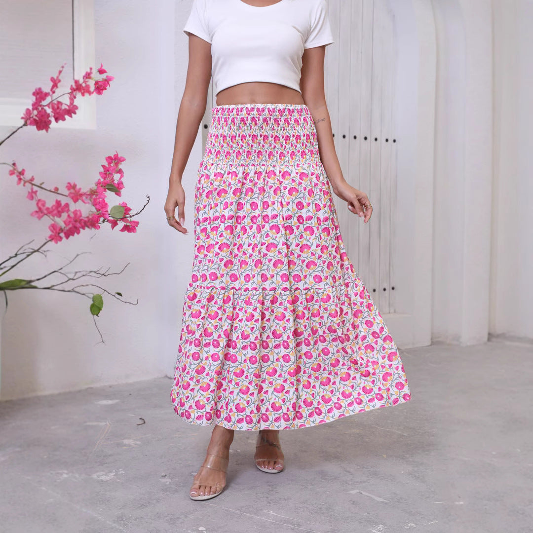 Lune London ruffled maxi skirt for women with gathered belt