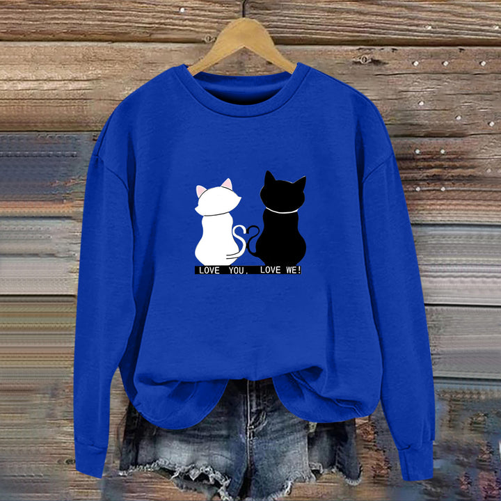 Sweat-shirt pour femmes avec design de chat ludique et impression humoristique Chic & Stil