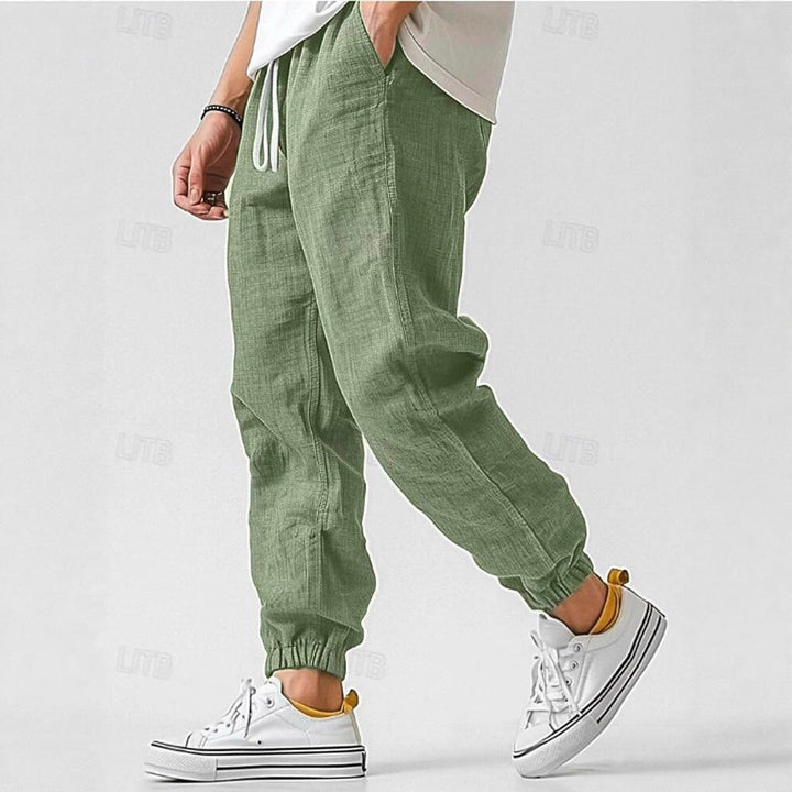 Men's Comfortable Linen Pants with Elastic Waistband and Side Pockets Lune London