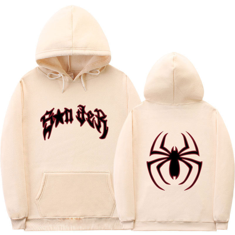 Women's hoodie with striking spider motif and coarse lettering Lune London