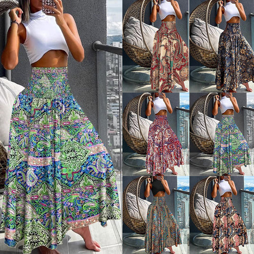 Women Bright Printed Maxi Skirt Lune London