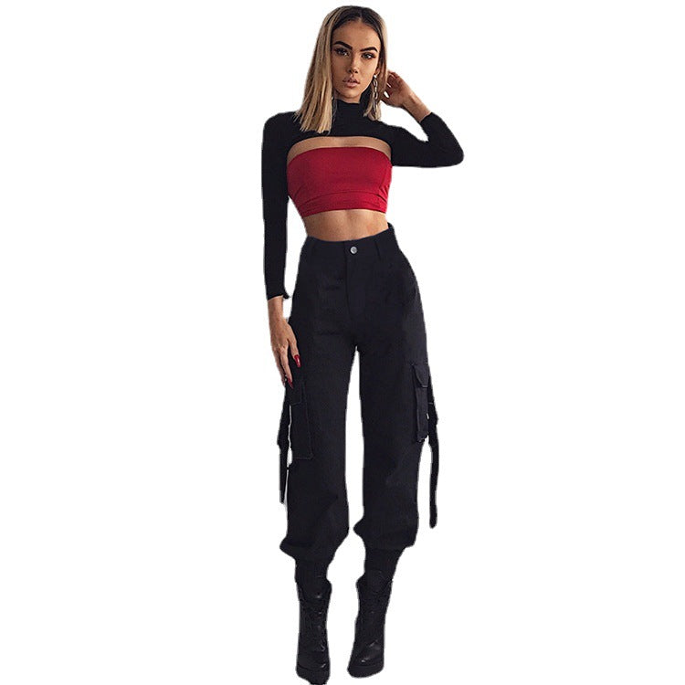 Women’s cargo pants with elastic waist and practical side pockets Lune London