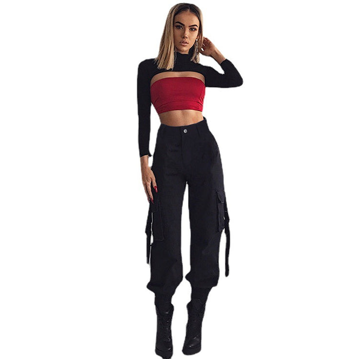 Women’s cargo pants with elastic waist and practical side pockets Lune London