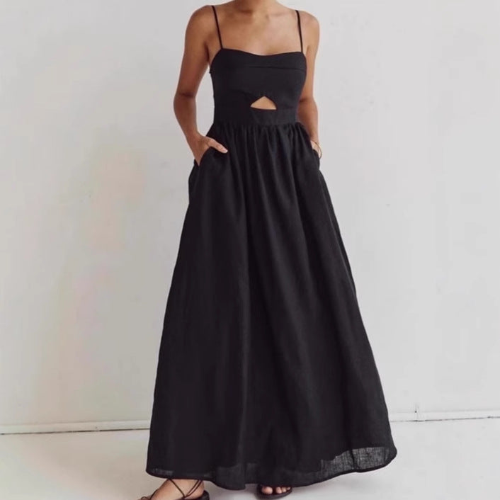 Maxi dress for women with a refined cut and practical pocket design Lune London