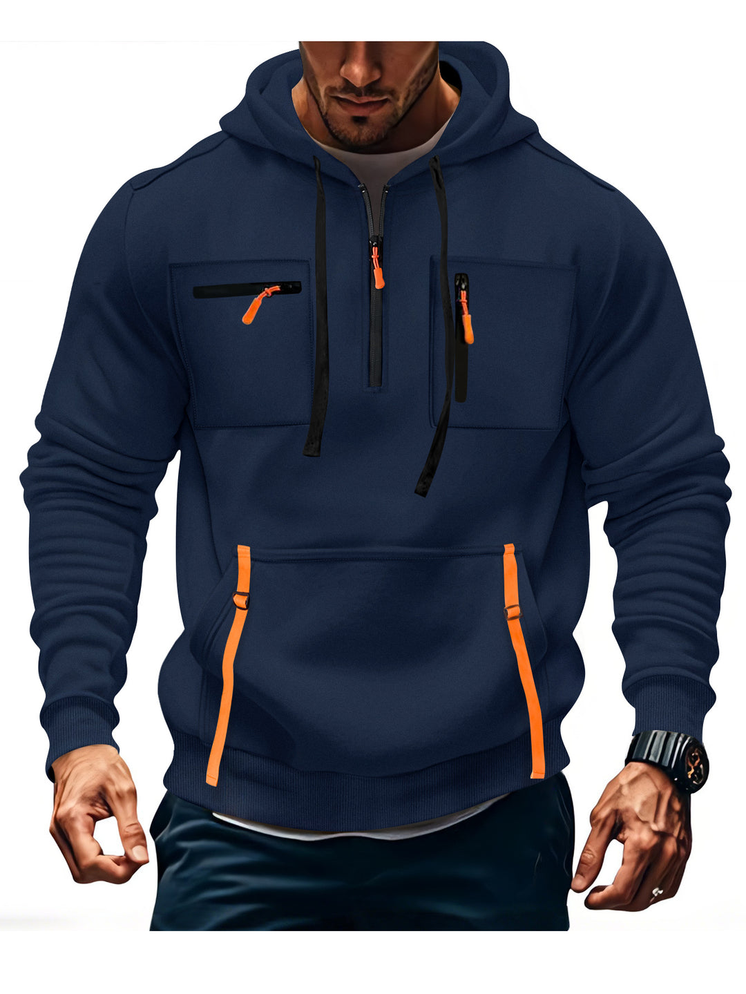 Men's stylish hooded sweatshirt with functional zip pockets Lune London