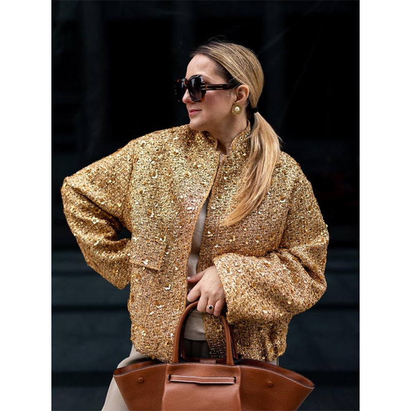 Sparkling sequined jacket for women with a casual fit Lune London