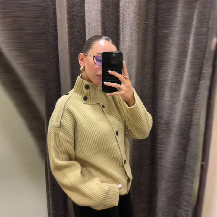 Cardigan oversize pour femmes avec col montant Chic & Stil