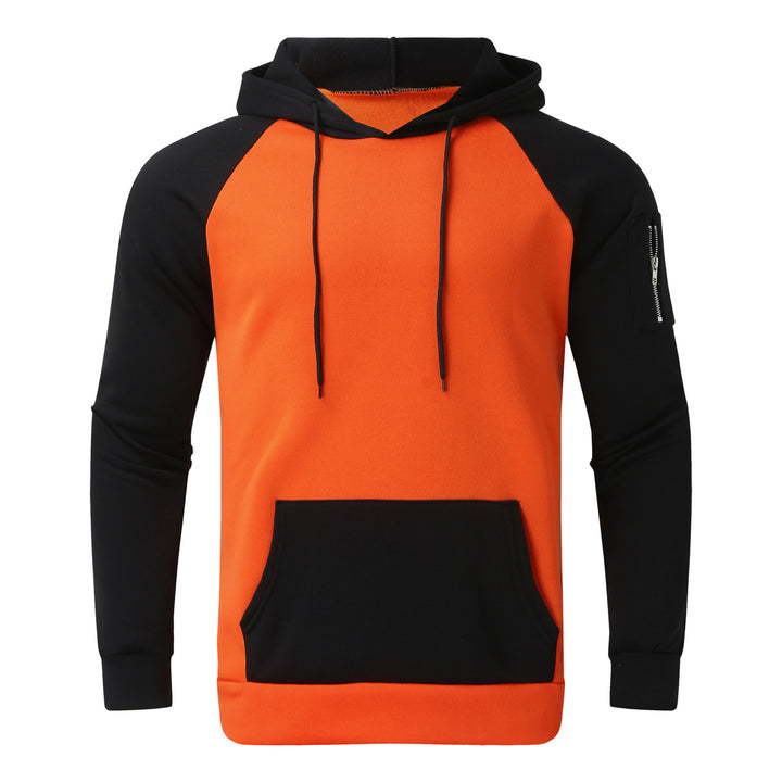 Men's sporty hoodie with contrasting sleeves and practical kangaroo pocket Lune London