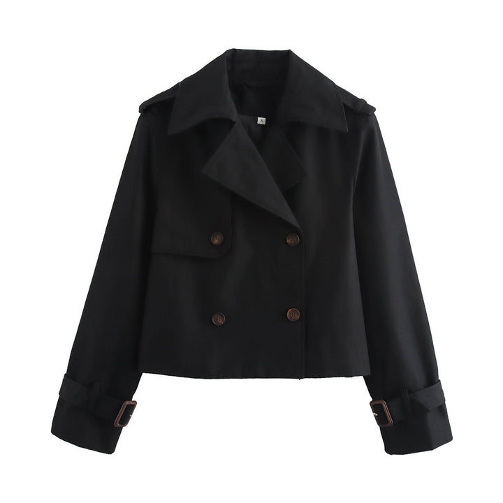 Elegant short jacket for women with double row of buttons and adjustable belt Lune London