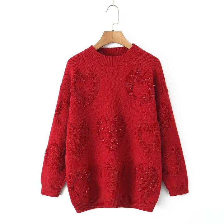 Pull en tricot confortable pour femmes avec motifs en cœur Chic & Stil