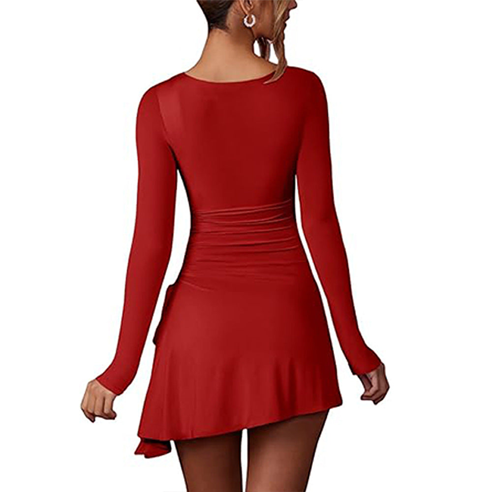 Robe mini ajustée pour femmes avec décolleté en V profond et fronces Chic & Stil