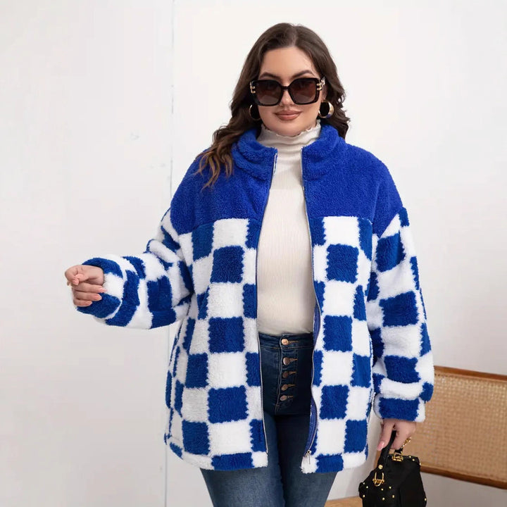 Soft jacket for women with a modern check pattern Lune London