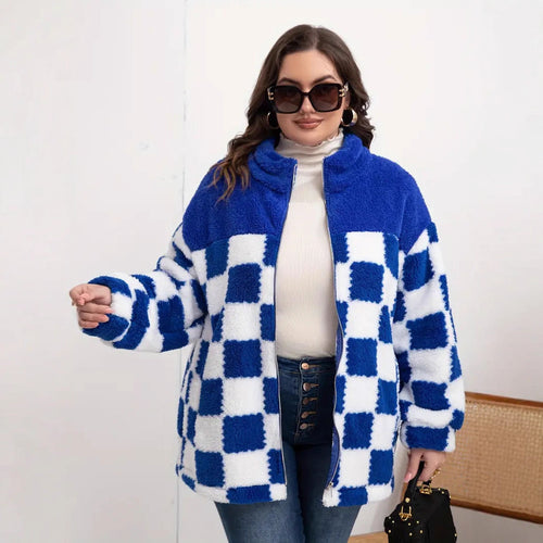 Soft jacket for women with a modern check pattern Lune London