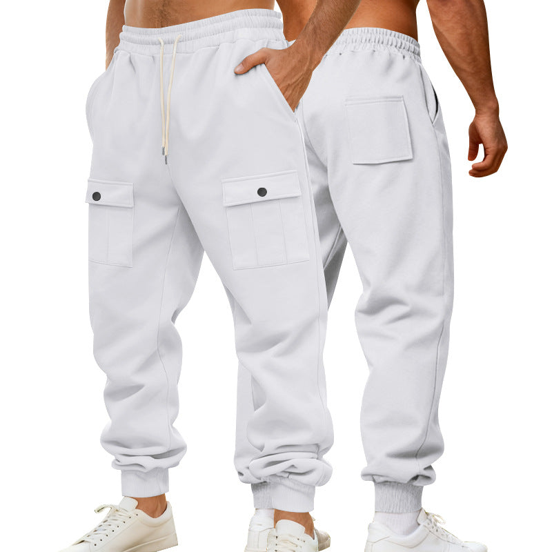 Men's Cargo Jogging Pants with Elastic Waistband and Functional Pockets Lune London