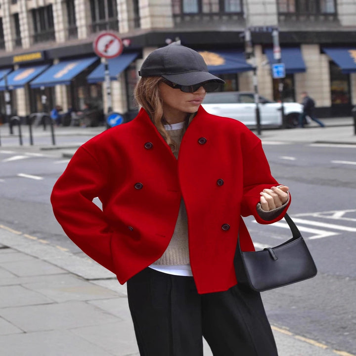 Fashionable wool jacket for women with double flap and high collar Lune London
