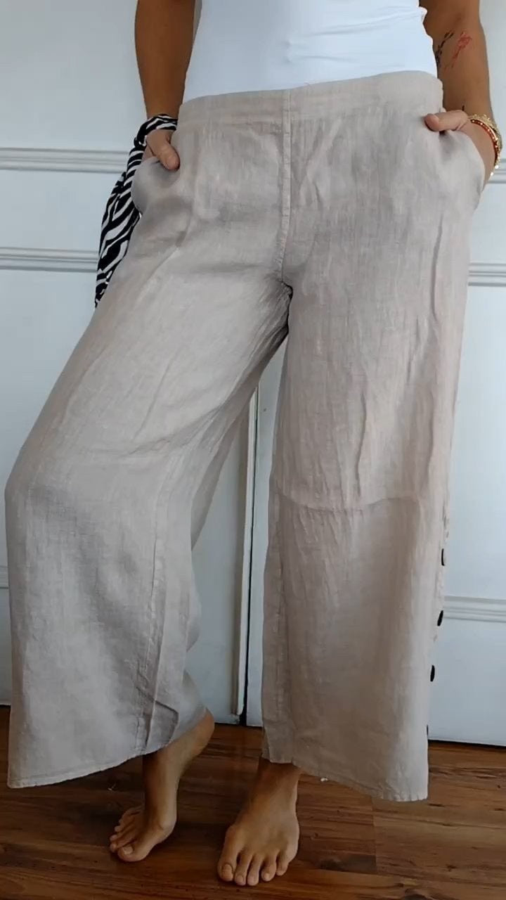 Lune London breathable wide linen pants for ladies
