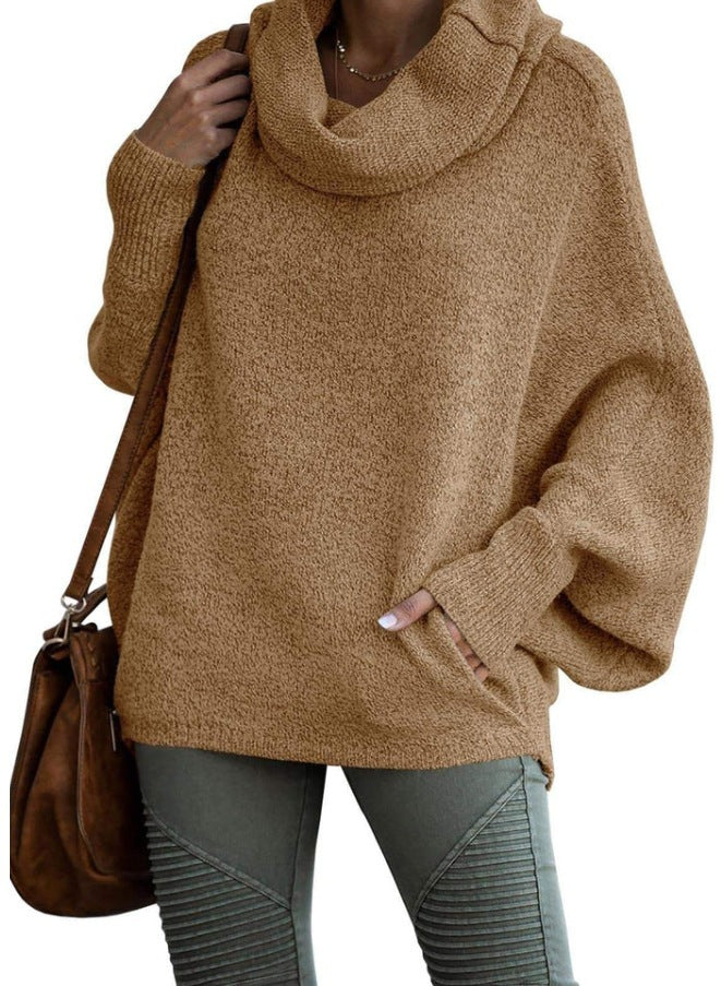 Ladies oversized knit sweater with turtleneck Lune London
