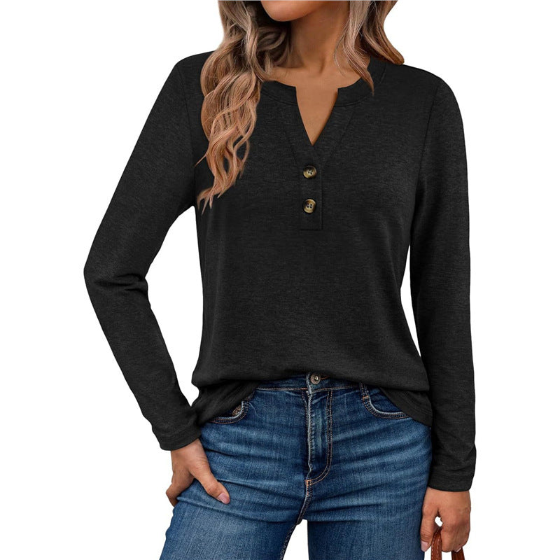 Long sleeve women's t-shirt with button details Lune London