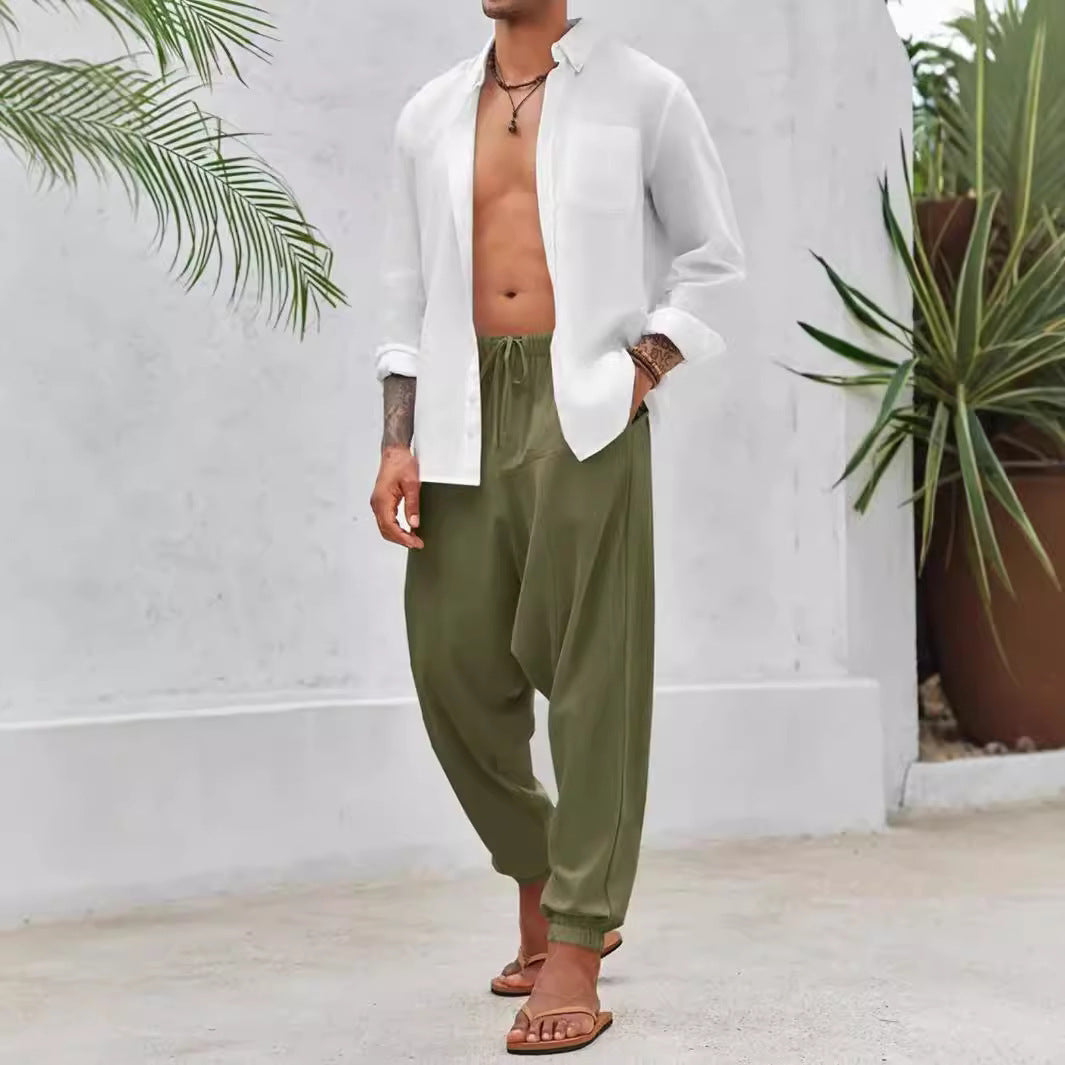 Casual harem pants for men with elastic waist and deep pockets Lune London