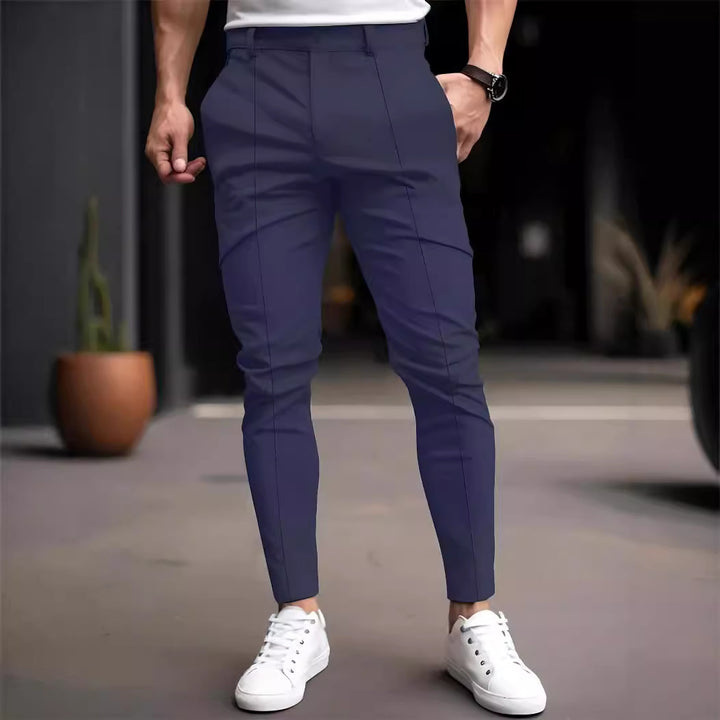 Pantalon chino slim-fit à la mode pour hommes avec taille élastique et poches polyvalentes Lune London