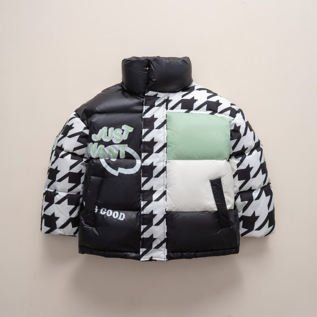 Oversized quilted jacket for women with a trendy patchwork design Lune London