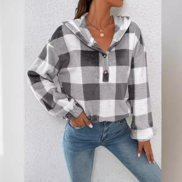 Ladies Chic and Stylish Checkered Hoodie