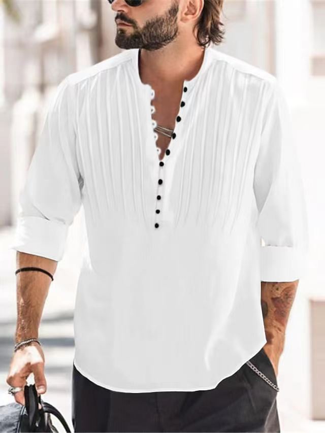 Man Elegant Buttoned Pleated Shirt Lune London