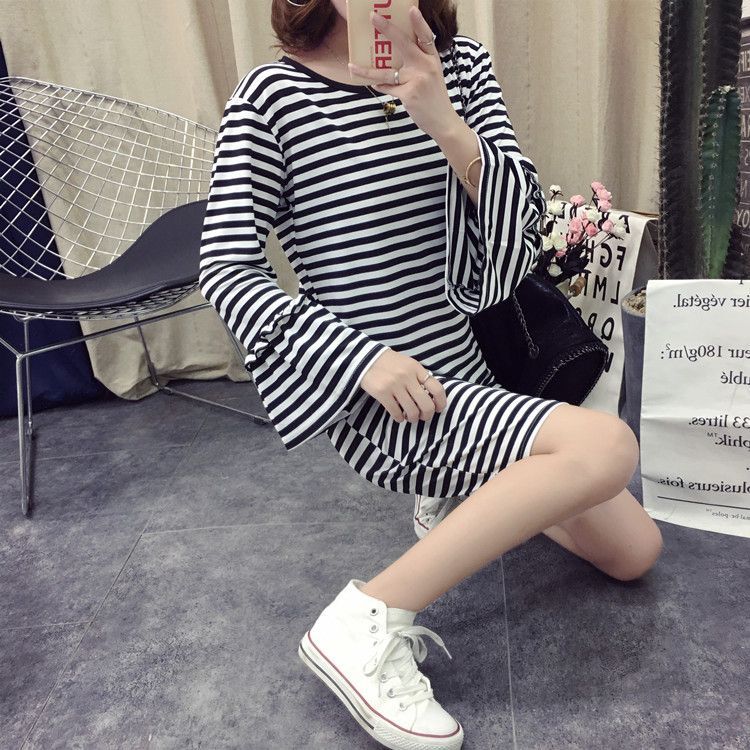 Women's striped mini dress with voluminous sleeves Lune London