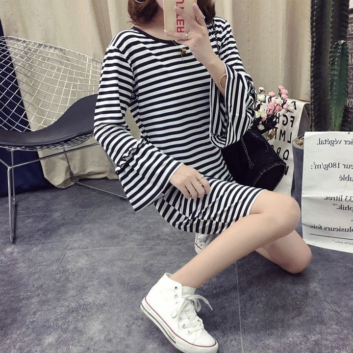 Women's striped mini dress with voluminous sleeves Lune London